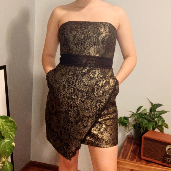 RACHEL Rachel Roy Dresses & Skirts - Black and Gold Strapless Dress